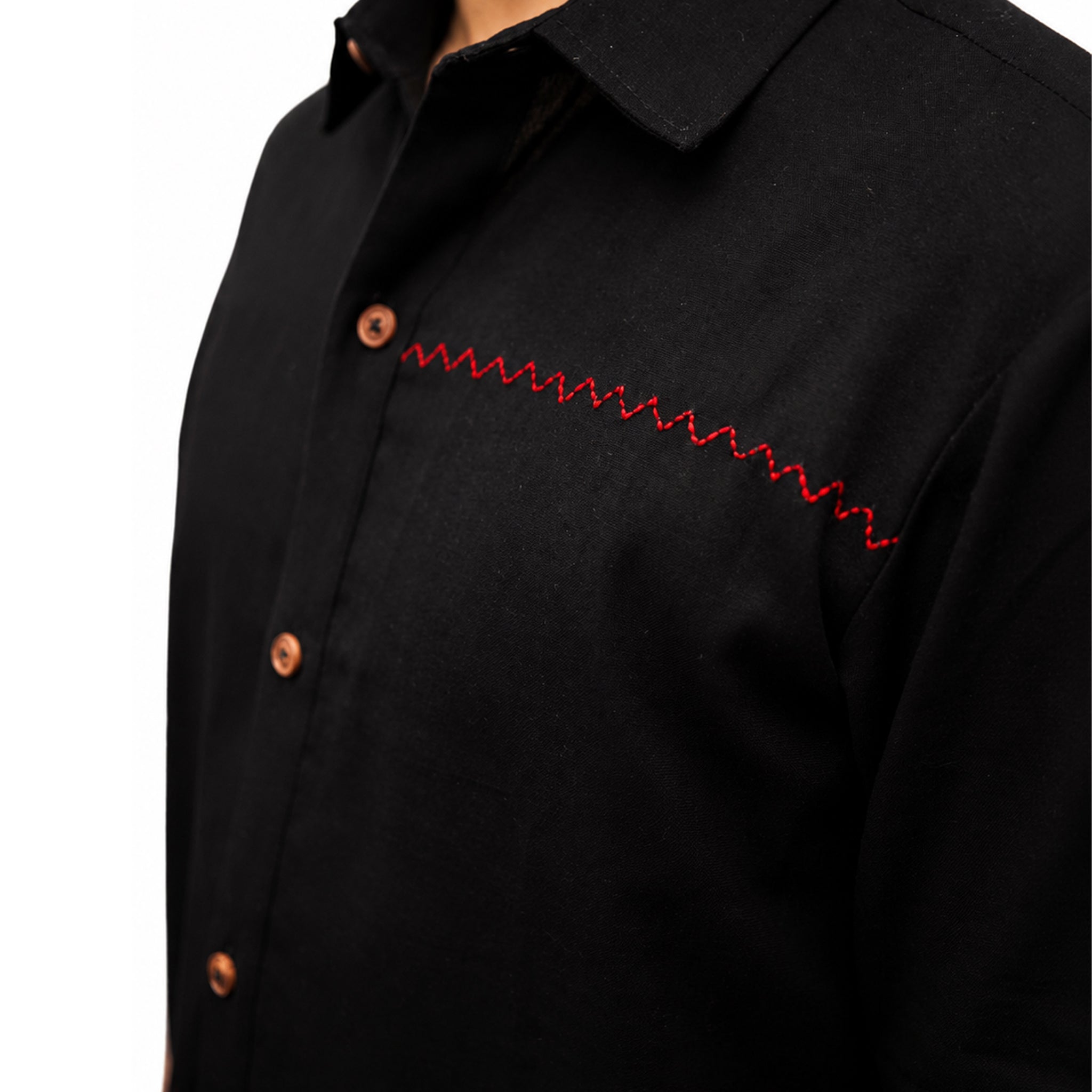 Chaks REKHA Damen-Hemd Kantha-Stickerei Baumwolle-Leinen