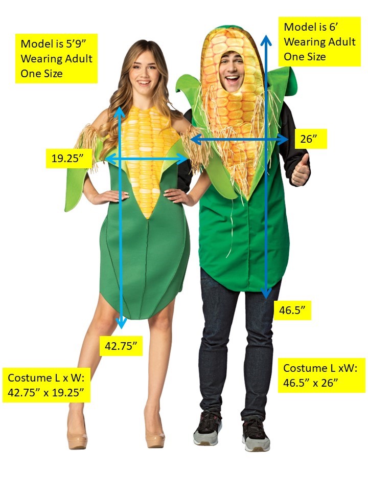 Rasta Imposta Corn Cob Partnerkostüm Kleid Tunika Einheitsgröße
