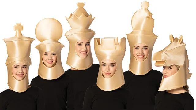 Rasta Imposta Chess 6er Erwachsenenkostüm beige Schach