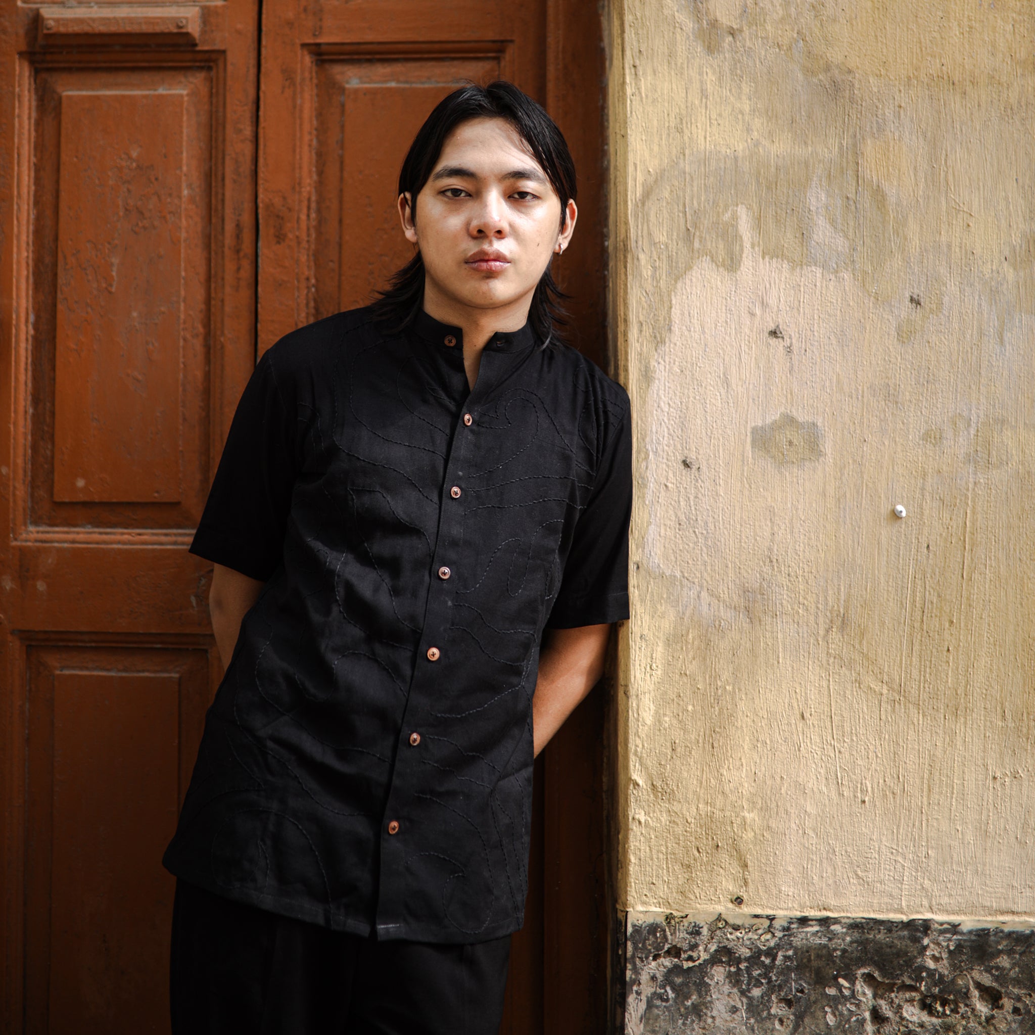 Chaks Chhaya Black Shirt Herren Hemd Schwarz M Baumwolle