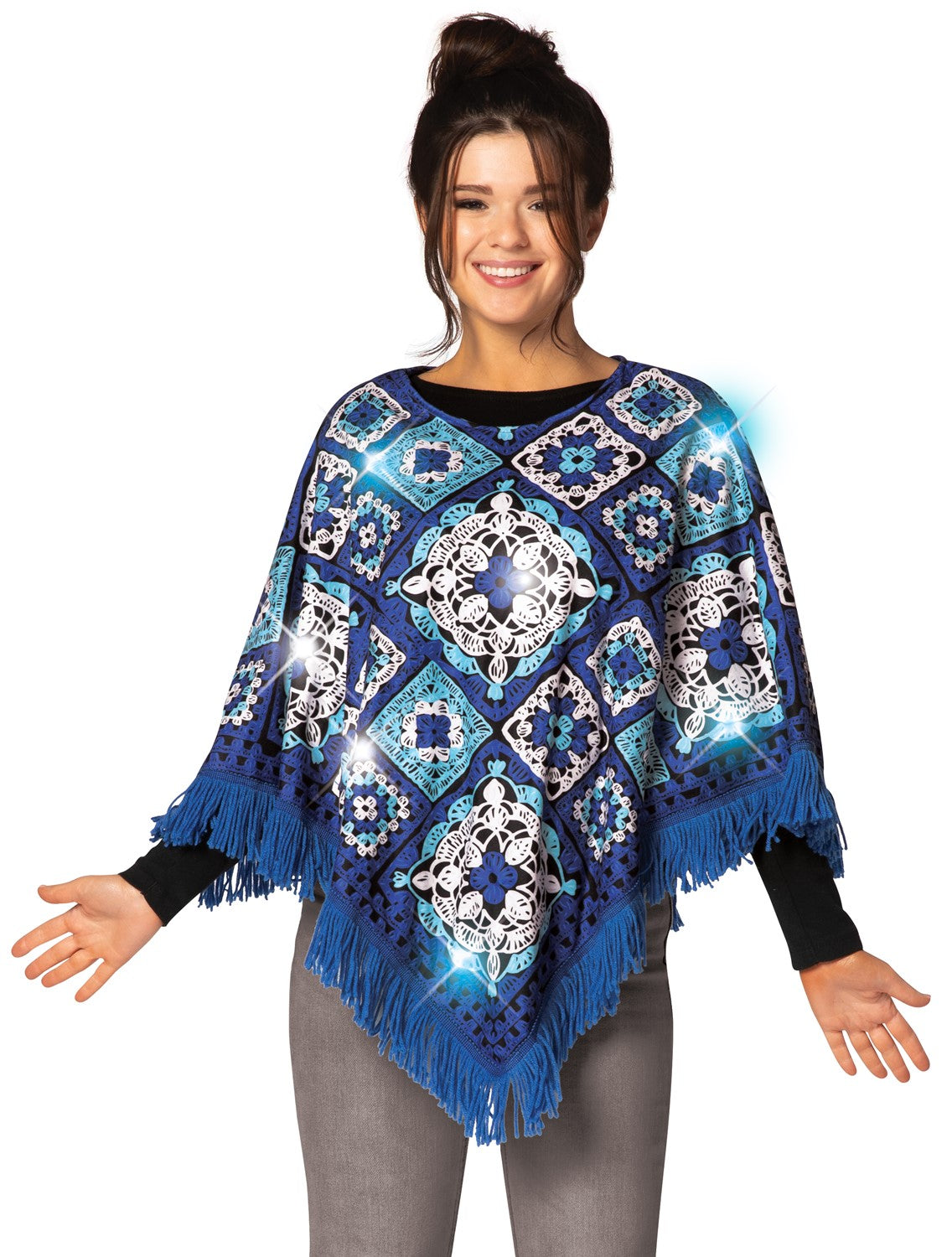 Rasta Imposta Hanukkah Poncho Kostüm mit Lichtern One Size