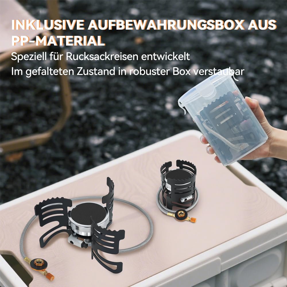 REDSUN FD2 Campingkocher Gaskocher mit PP-Box 3,0 kW Infrarot