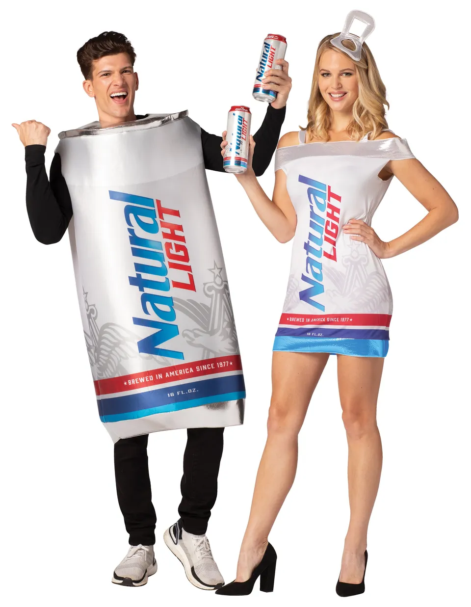 Rasta Imposta Natural Light Beer Can Paarkostüm Tunika Kleid Set