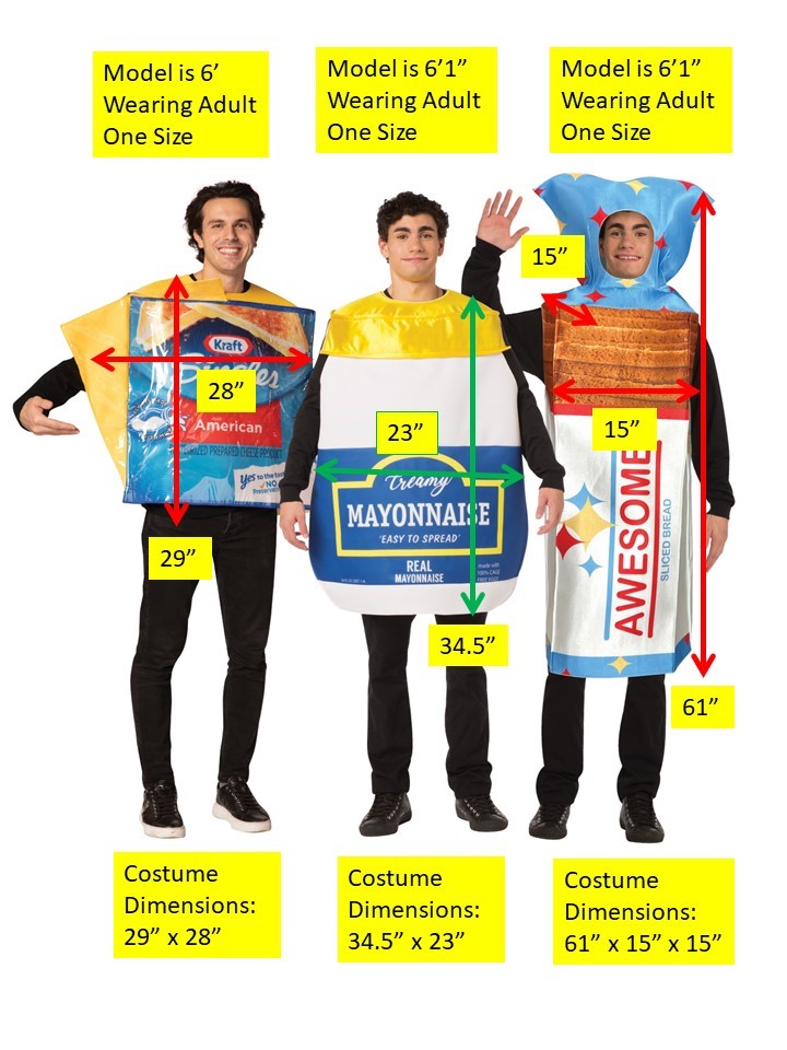 Rasta Imposta Mayo Brot Käse Gruppenkostüm 3er O/S