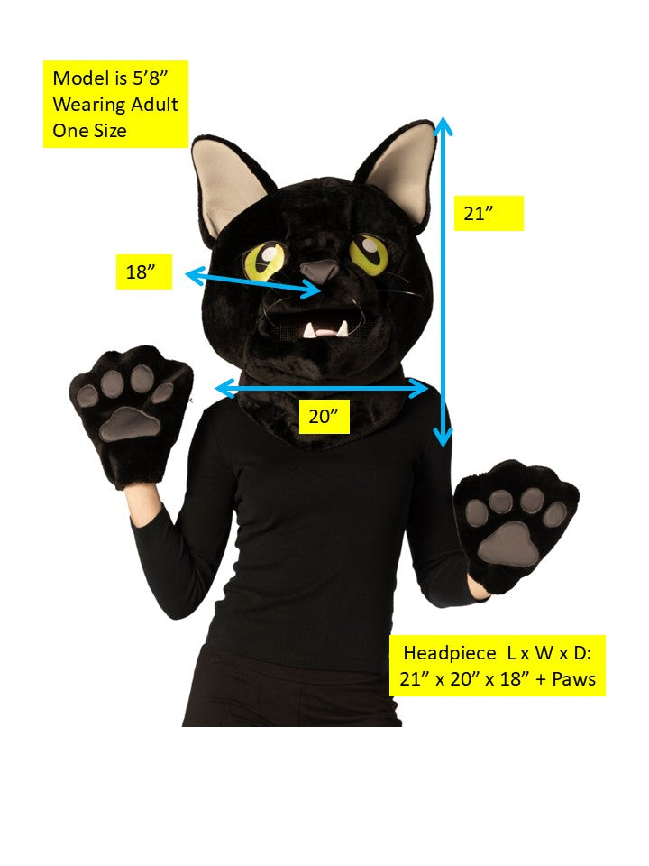 Rasta Imposta Black Cat Maske mit Pfoten Kostümset Schwarz