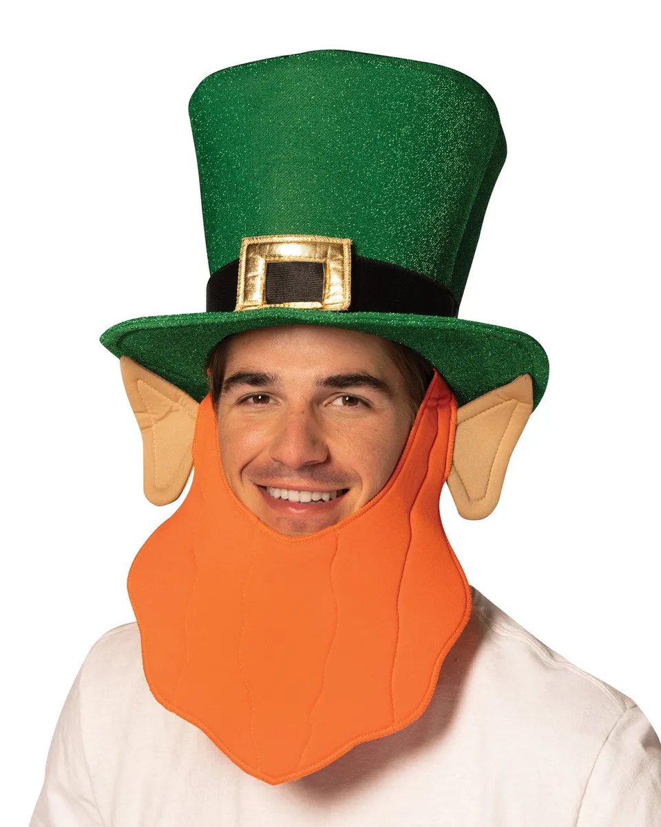 Rasta Imposta Leprechaun Hut mit Bart One Size Grün