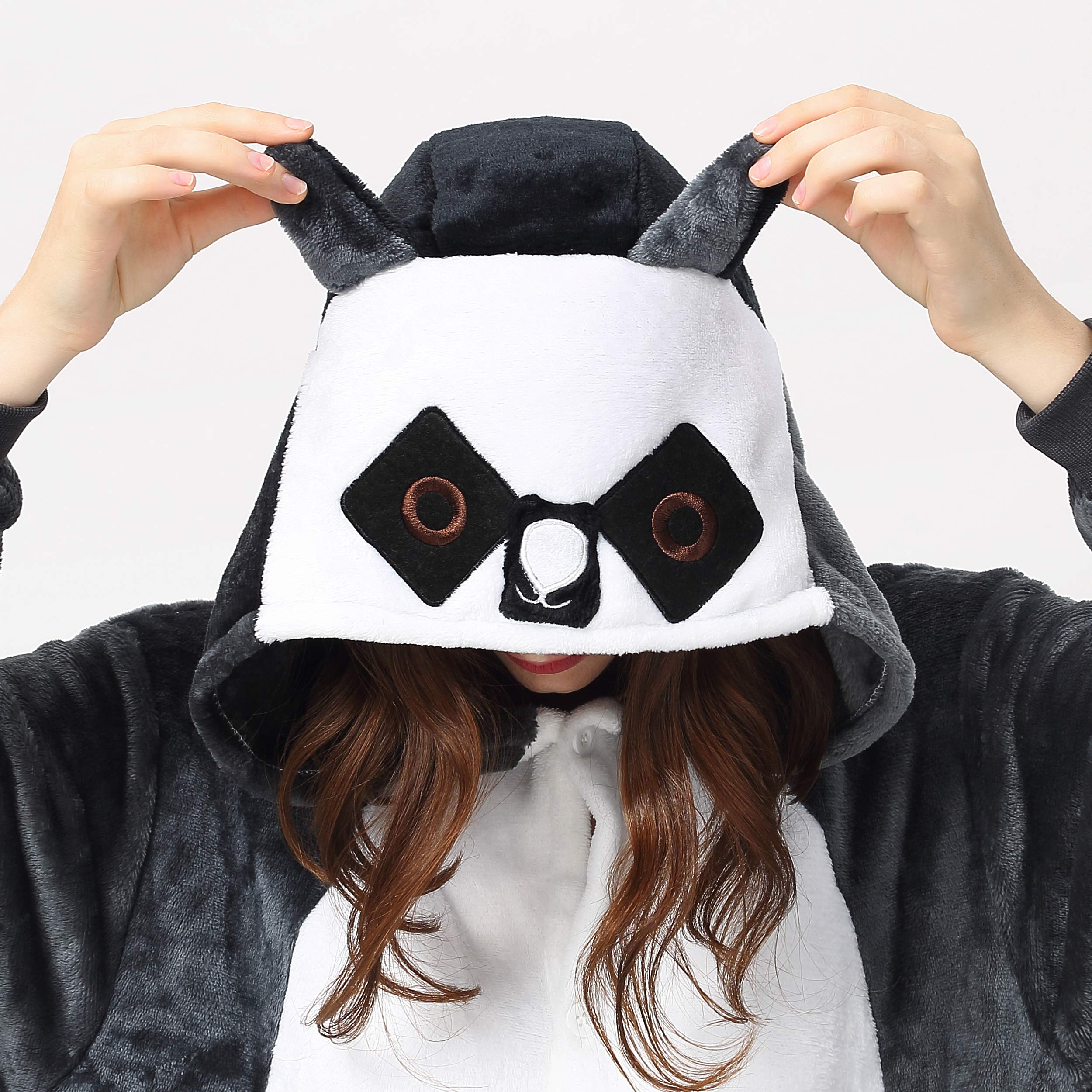 Katara Langur Affen-Kostüm Onesie Flanell schwarz-weiß