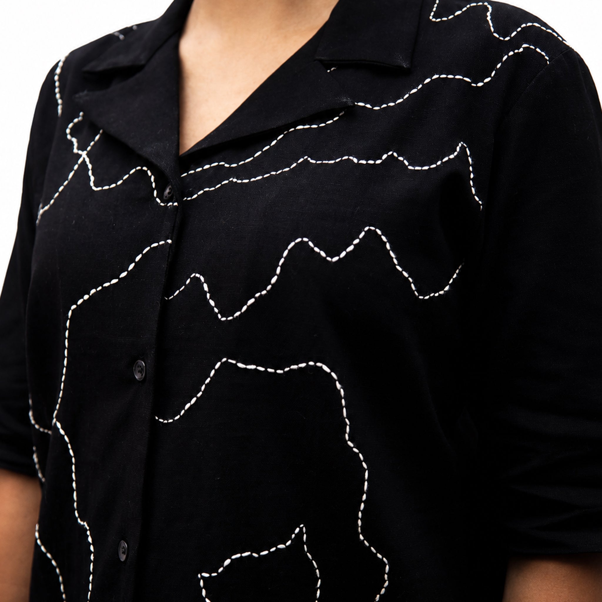 Chaks Manchitra Black Shirt Damen Bluse Schwarz M Kantha
