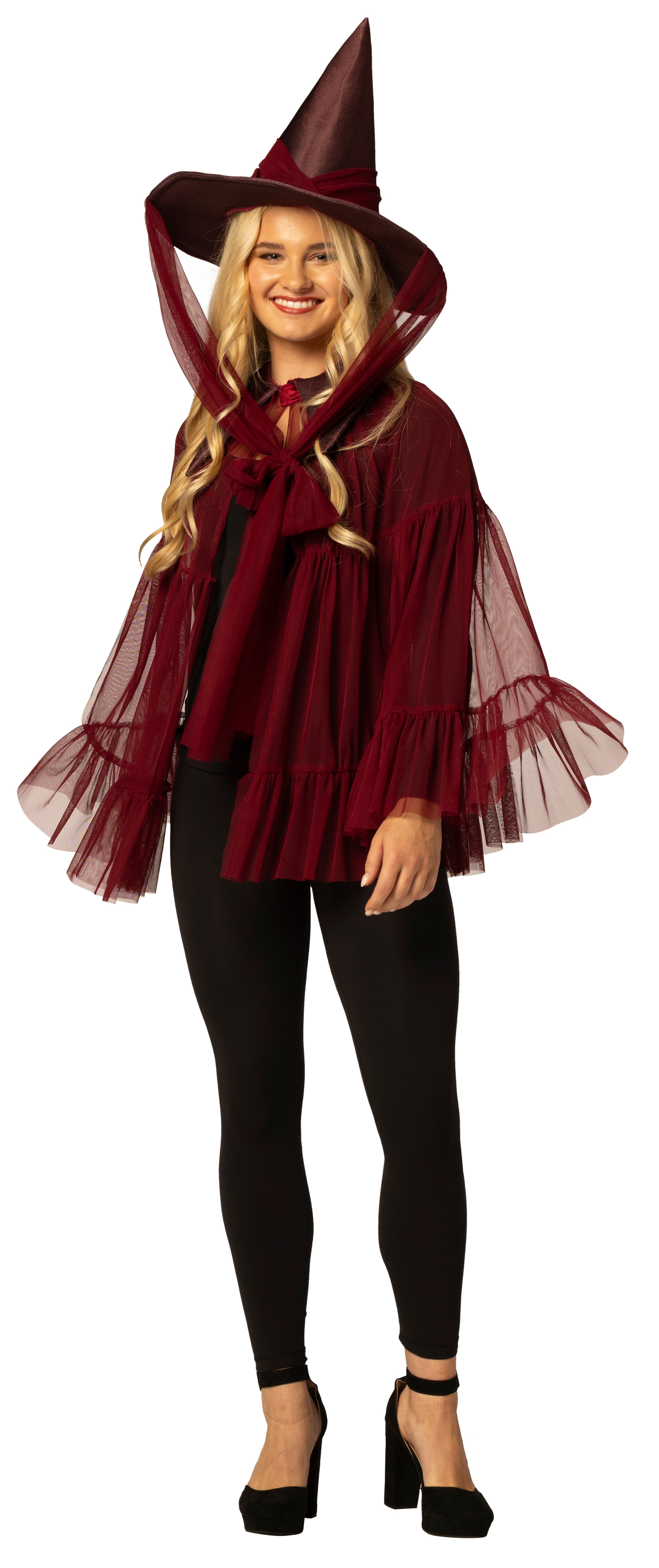 Rasta Imposta Witch Hat Cape Kostüm Hexe Burgunder One Size