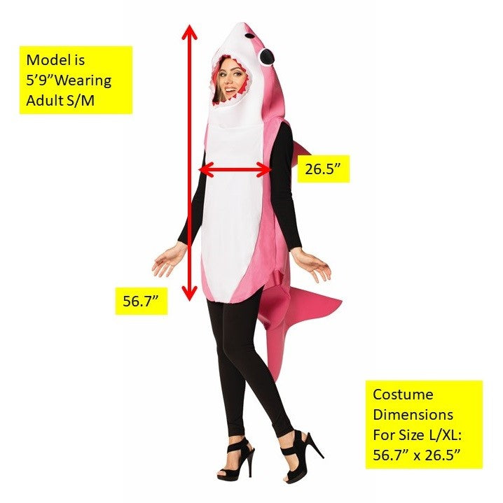Rasta Imposta Pink Shark Kostüm Hai S-M Rosa Polyfoam