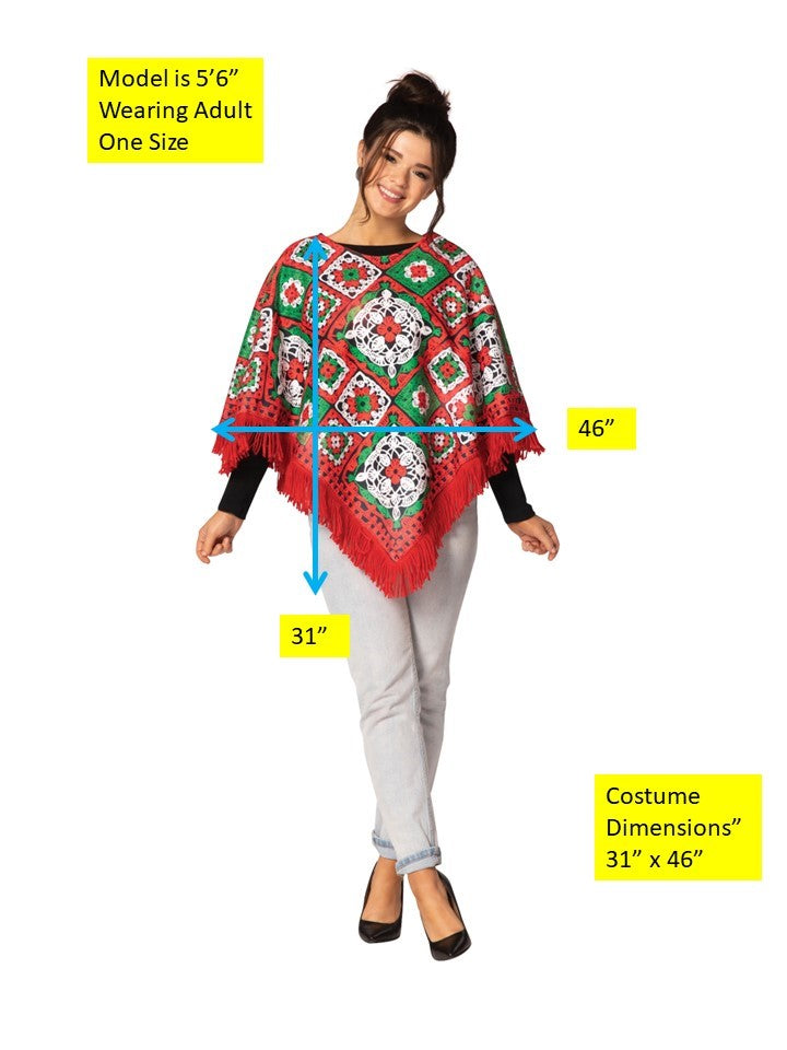 Rasta Imposta Weihnachts Poncho Kostüm LED Rot Grün Einheitsgröße