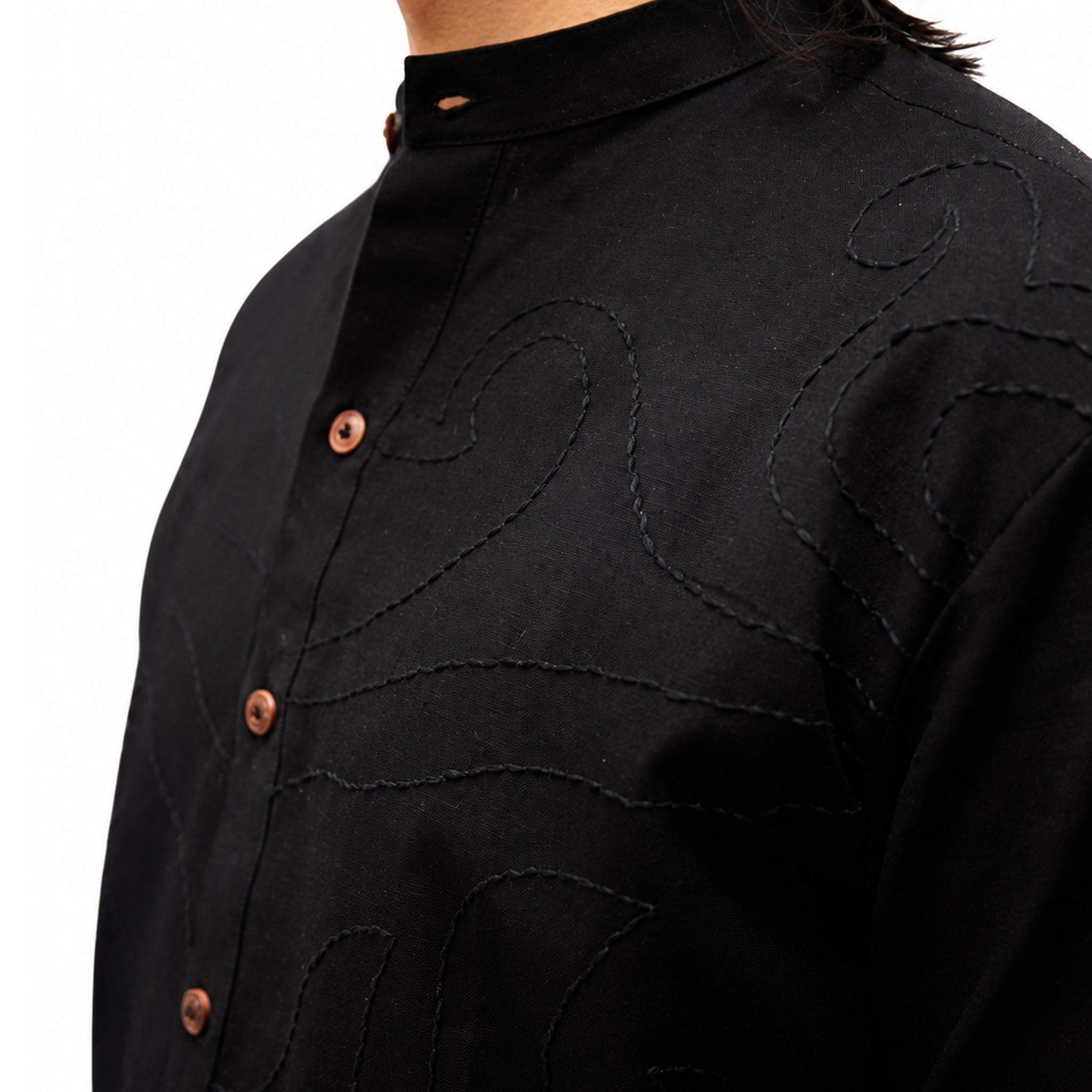 Chaks Chhaya Black Shirt Herren Hemd Schwarz M Baumwolle