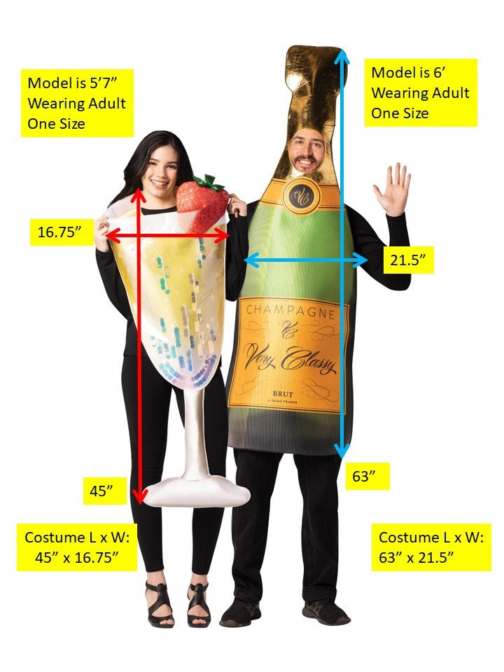Rasta Imposta Champagne Bottle Paarkostüm One Size Sekt 2-teilig