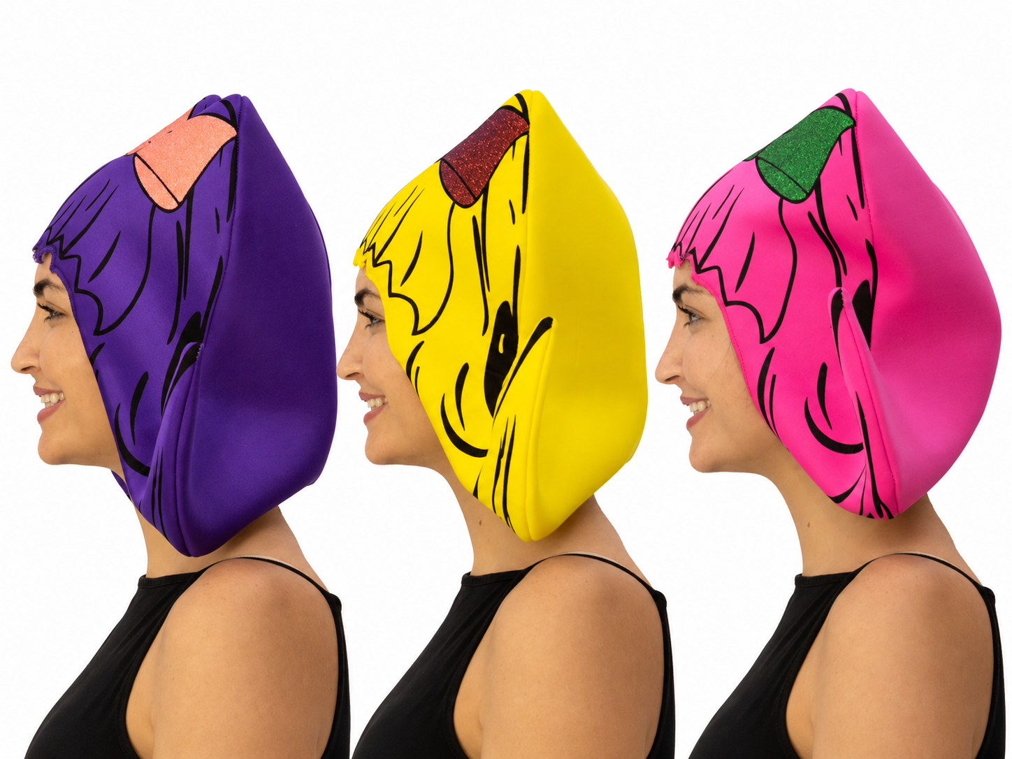 Rasta Imposta Bouffant Perücken 3er Pack Pink Lila Gelb