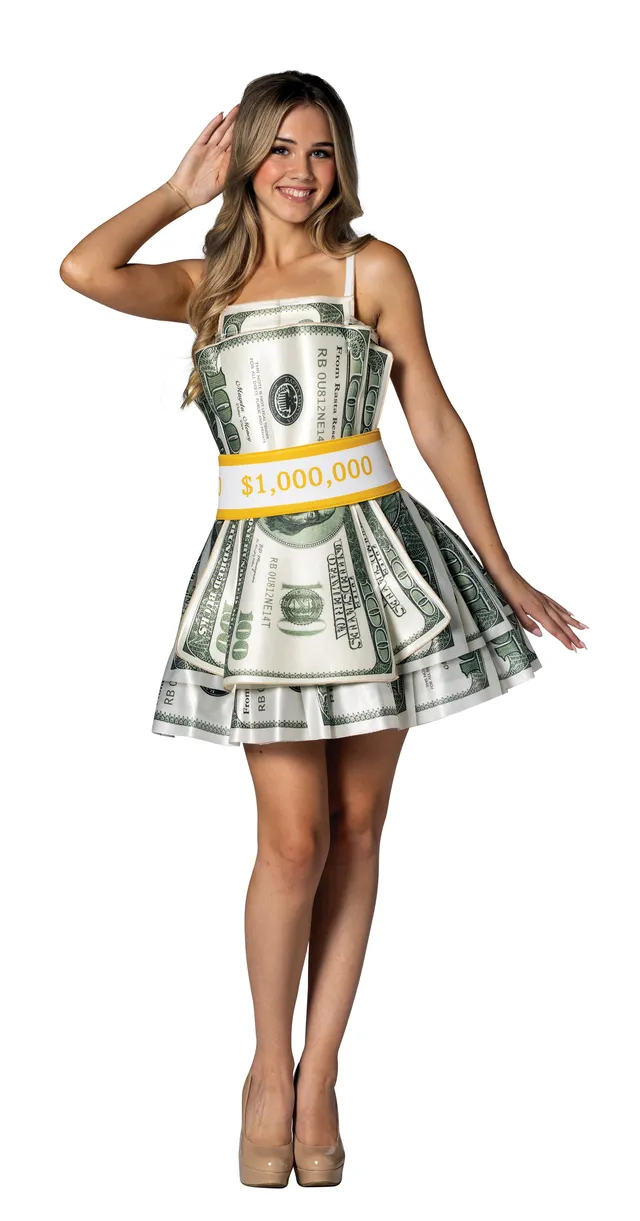 Rasta Imposta Money Dress Kostüm Damen 2-8 Dollar