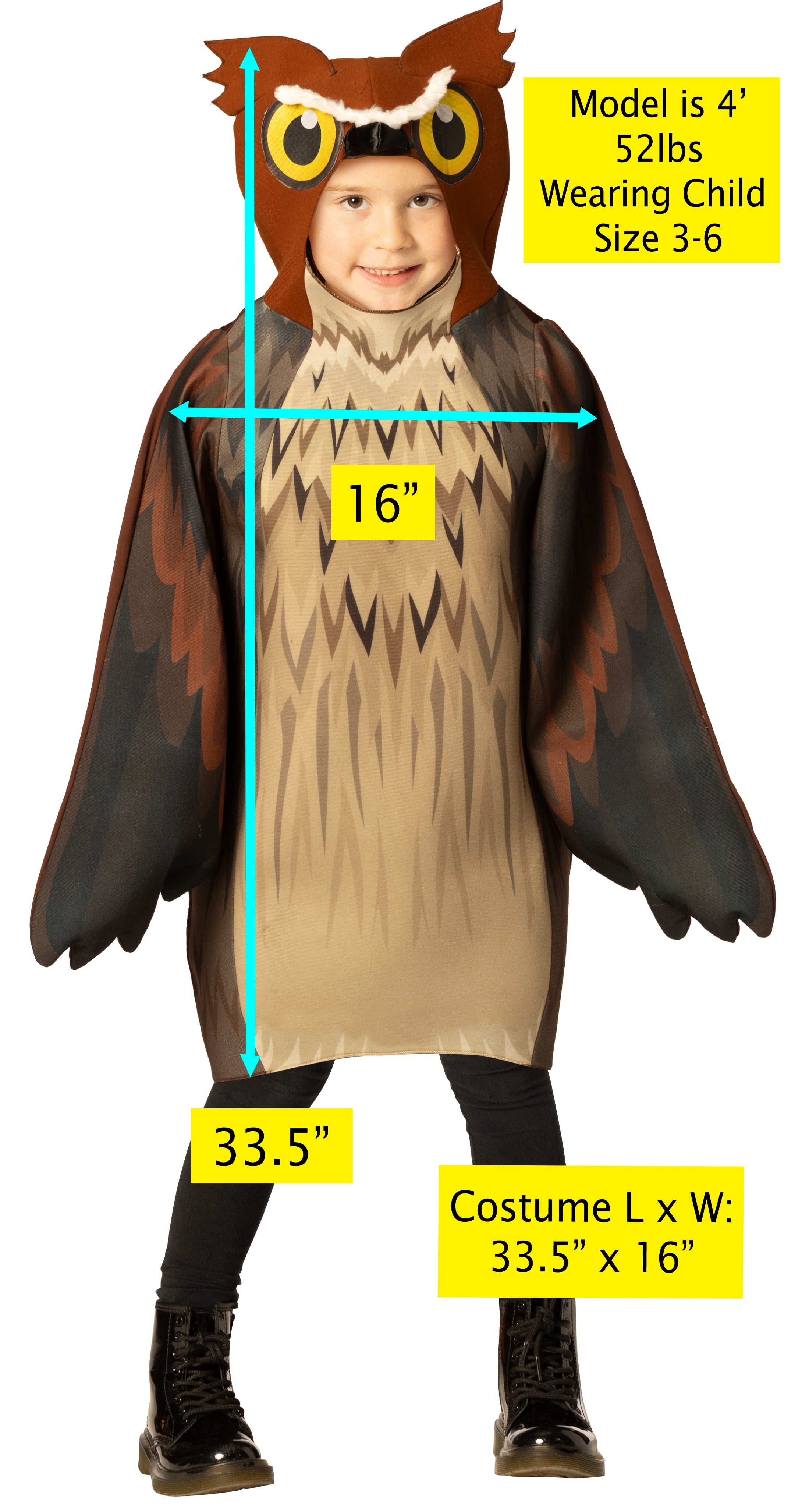 Rasta Imposta Owl Eulen-Kostuem Kinder Groesse 3-6
