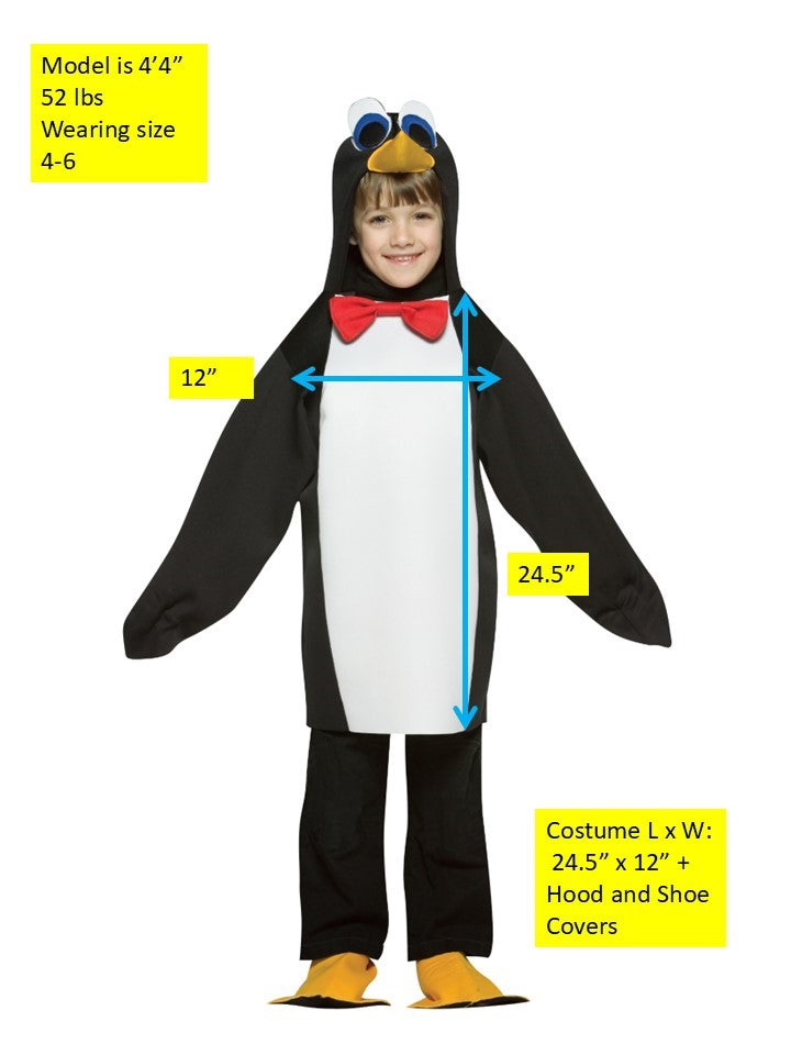 Rasta Imposta Pinguin Kostüm Kinder 4-6 mit Kapuze Polyester