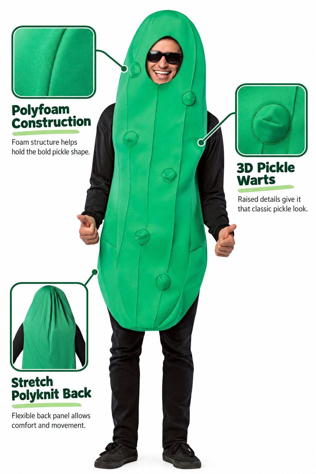 Rasta Imposta Pickle Kostüm One Size Gurke 3D