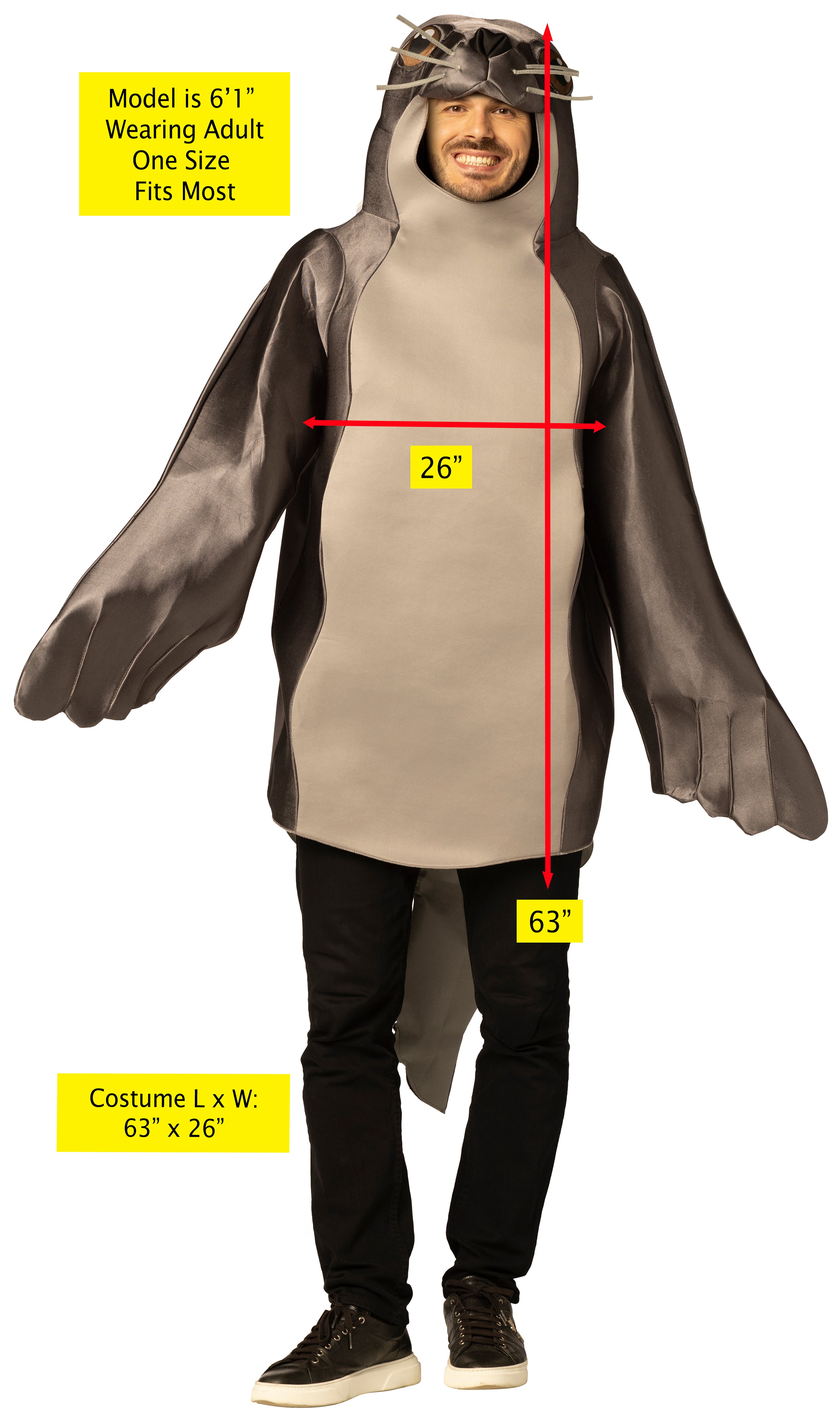 Rasta Imposta Seal Kostüm Erwachsene One Size Grau