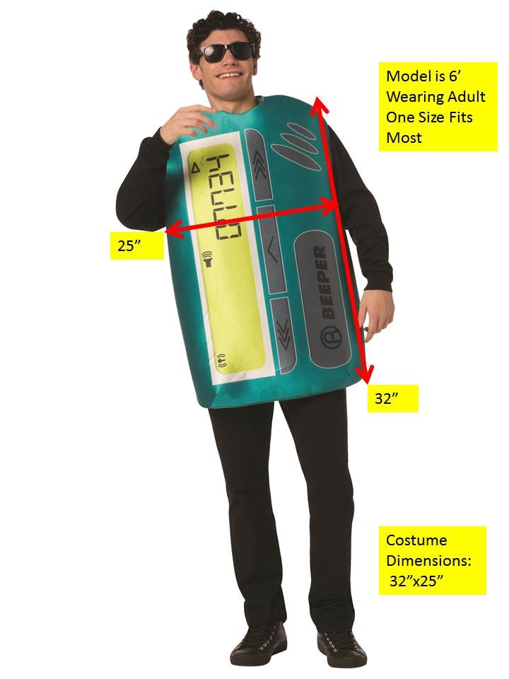 Rasta Imposta Retro Beeper Kostüm Tunika 90er Einheitsgröße