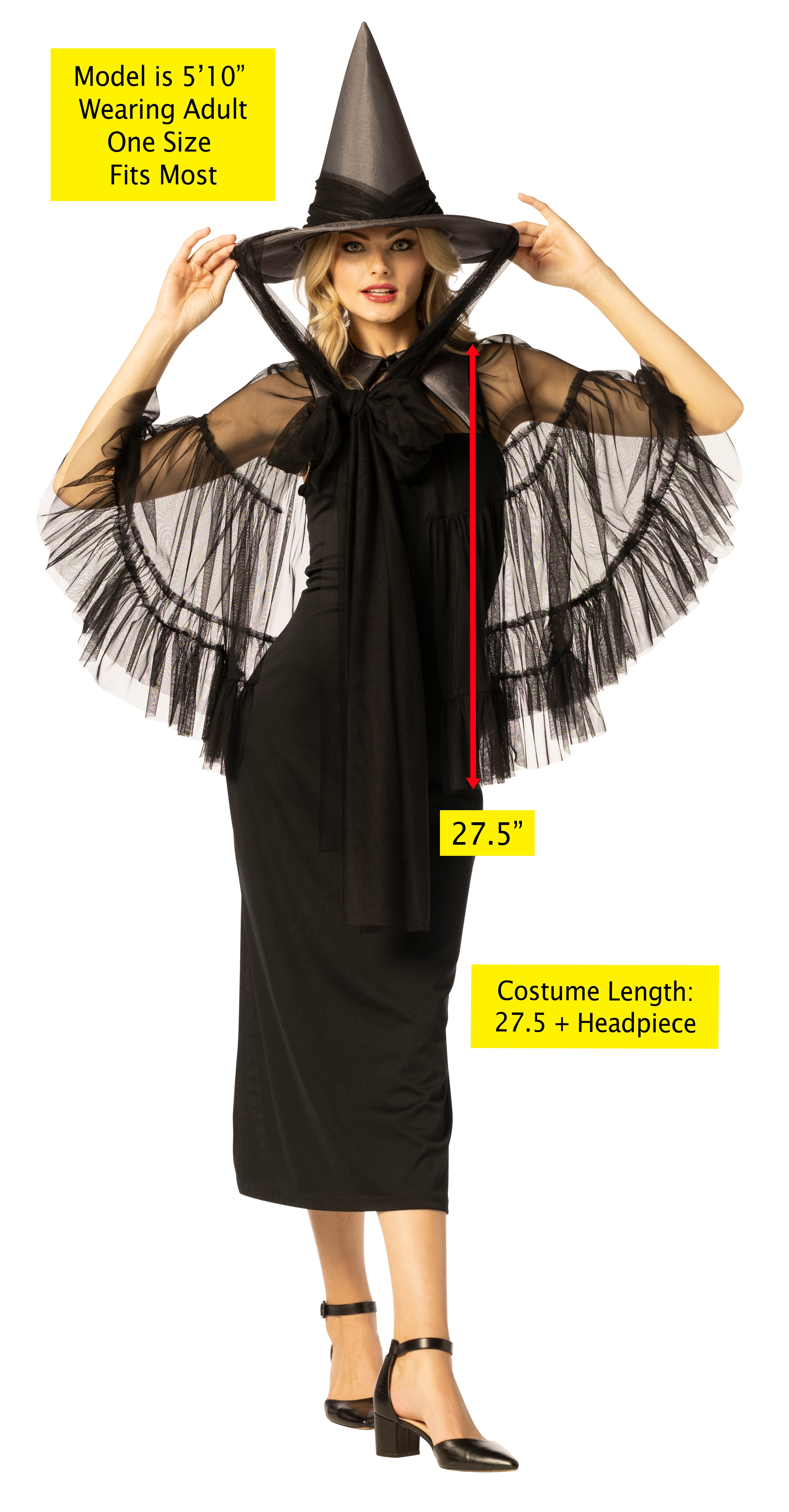 Rasta Imposta Witch Hat & Cape Kostüm Schwarz One Size