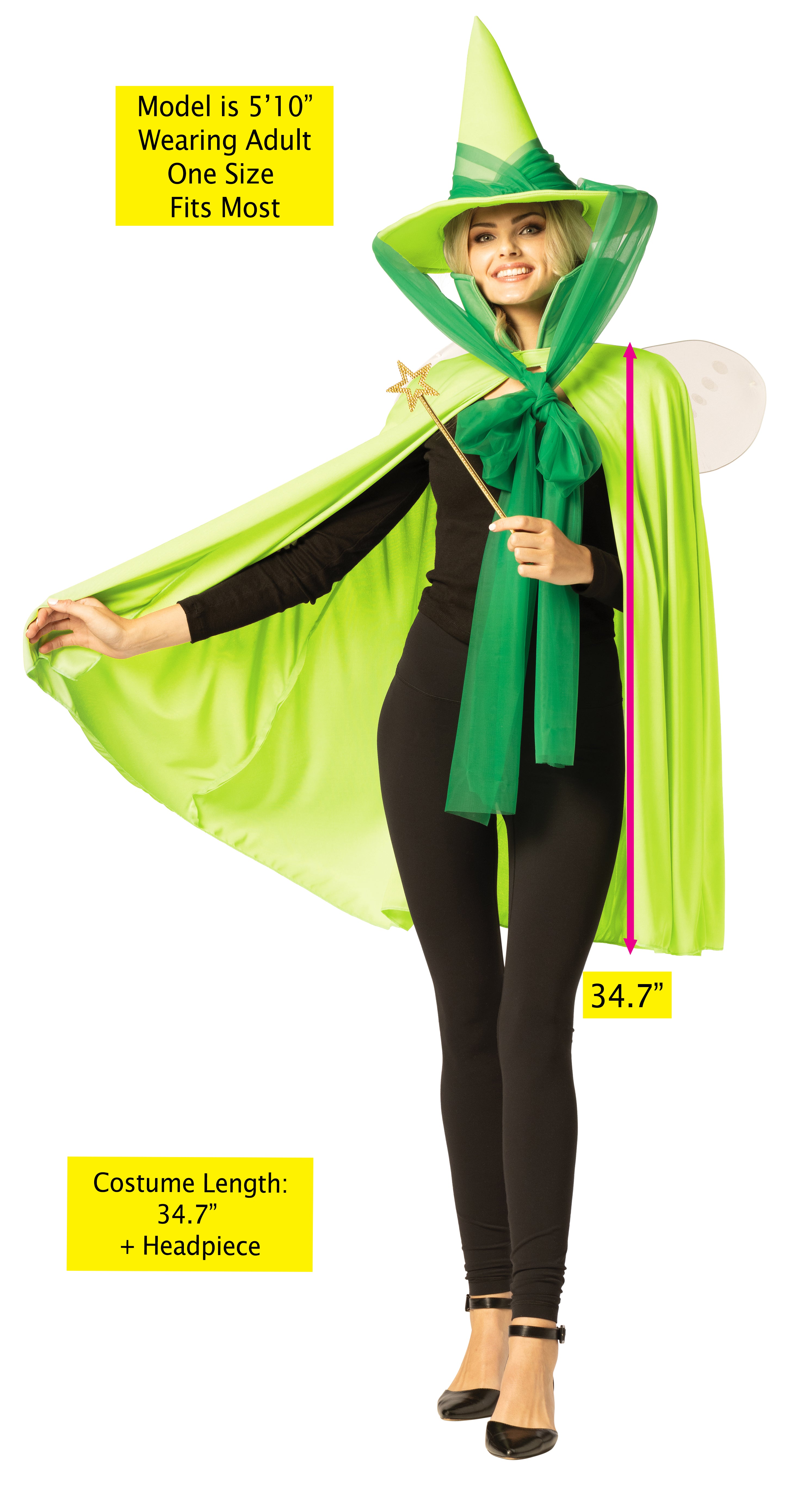 Rasta Imposta Fairy Godmother Fee Kostüm Grün 4-tlg One Size
