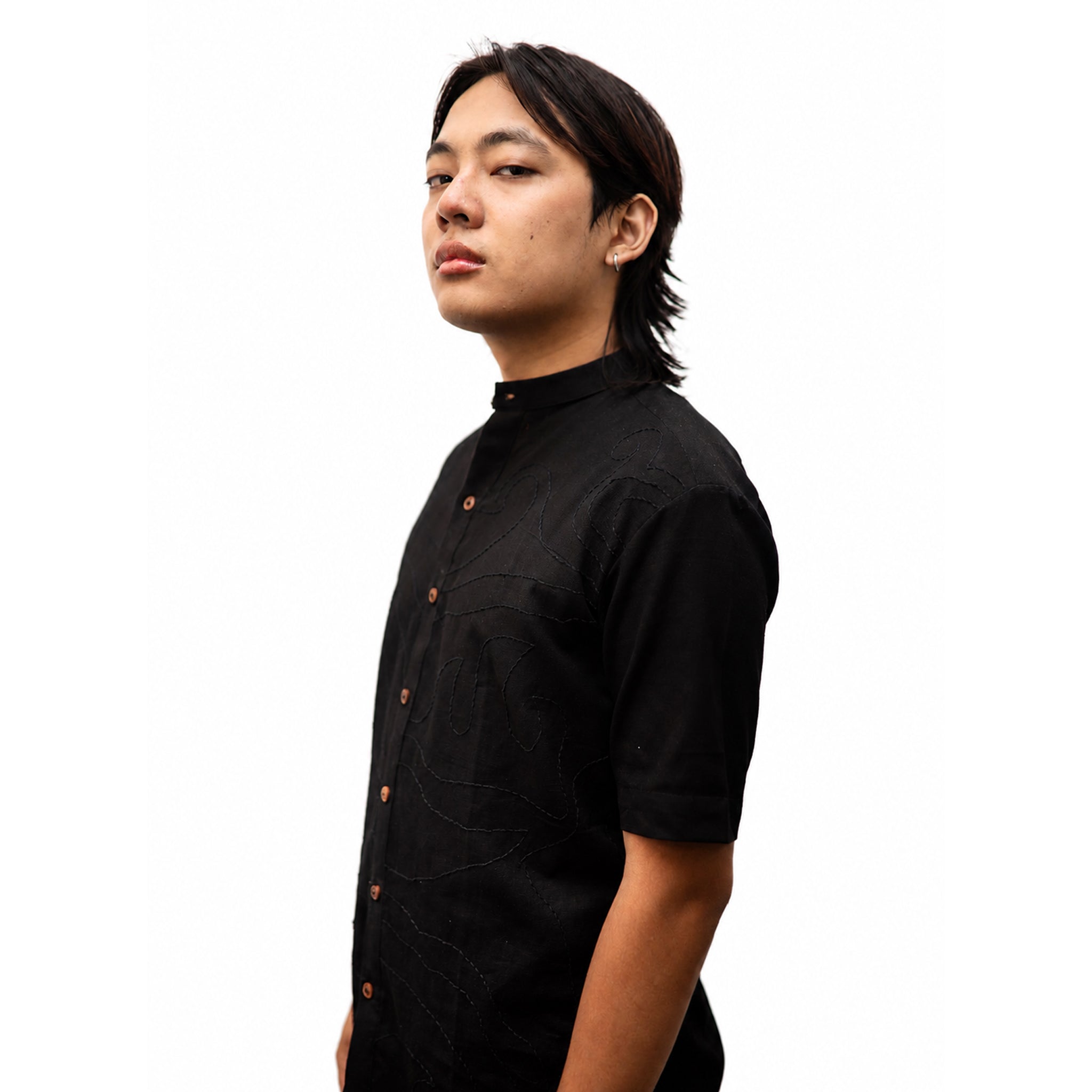 Chaks Chhaya Black Shirt Herren Hemd Schwarz M Baumwolle