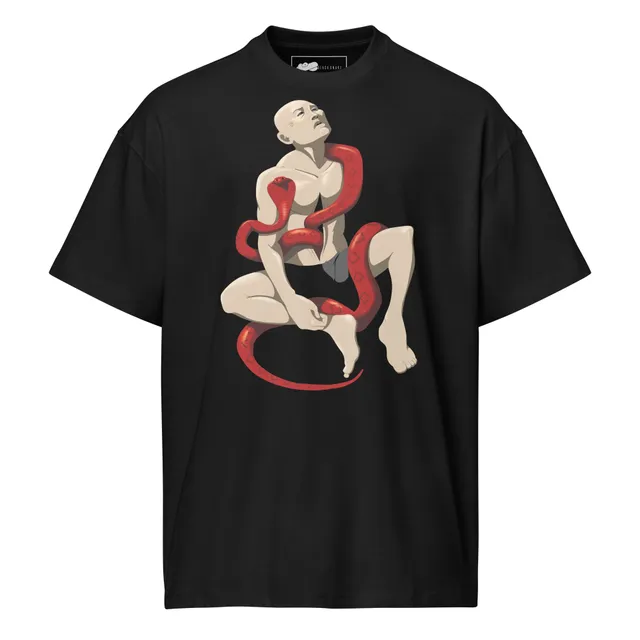 Black Snake MESAN Oversized T-Shirt schwarz Schlange