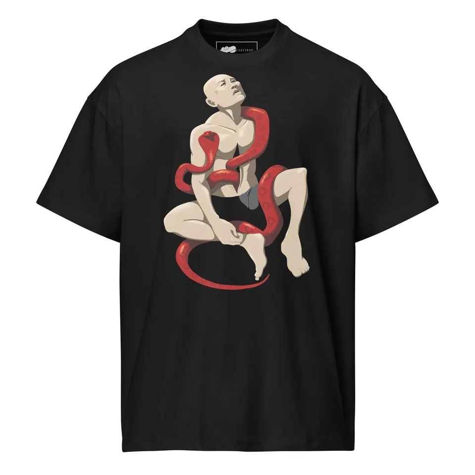 Black Snake MESAN Oversized T-Shirt schwarz Schlange