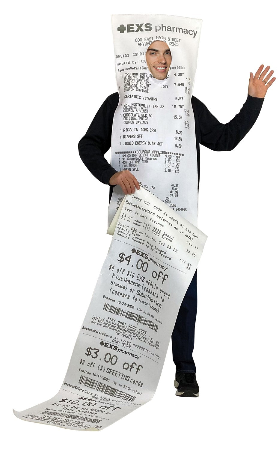Rasta Imposta Pharmacy Receipt Kostüm Kapuze Einheitsgröße