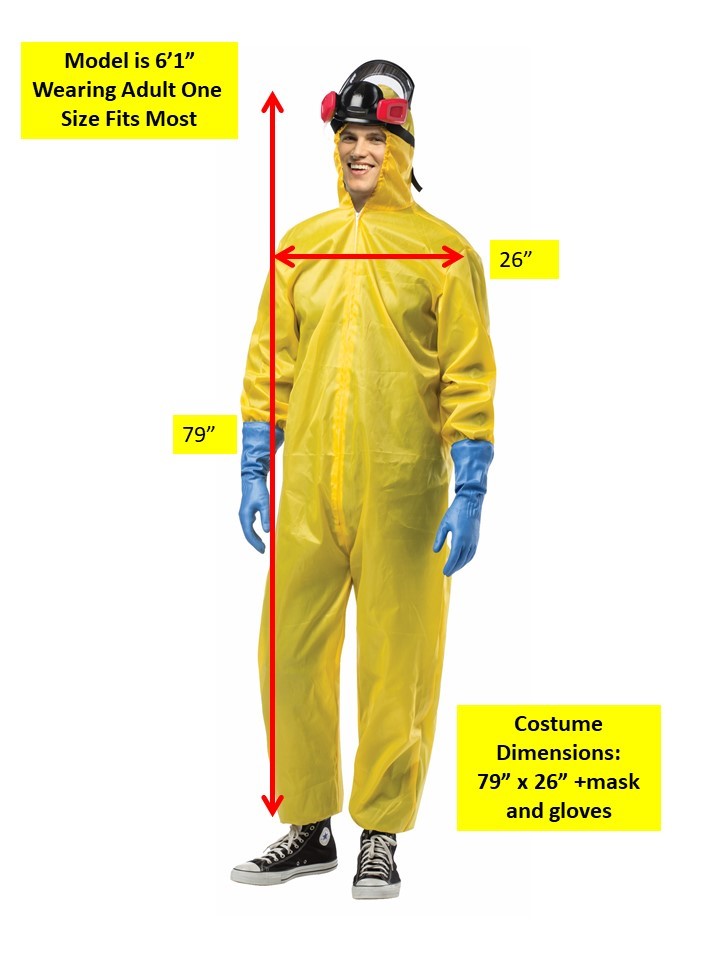 Rasta Imposta Toxic Hazmat Suit Kostüm Einheitsgröße mit Maske