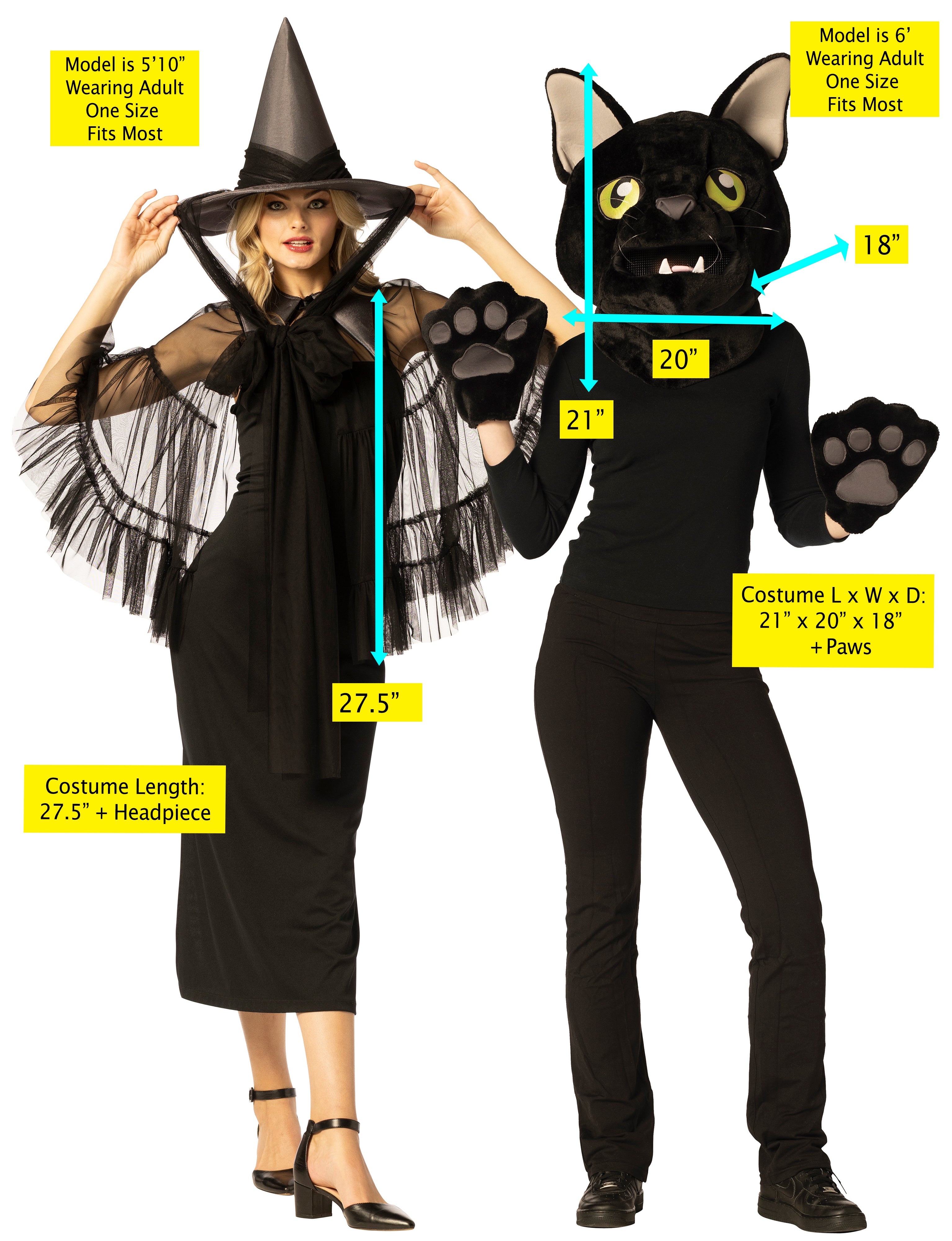Rasta Imposta Hexe & Katze Paarkostüm One Size schwarz