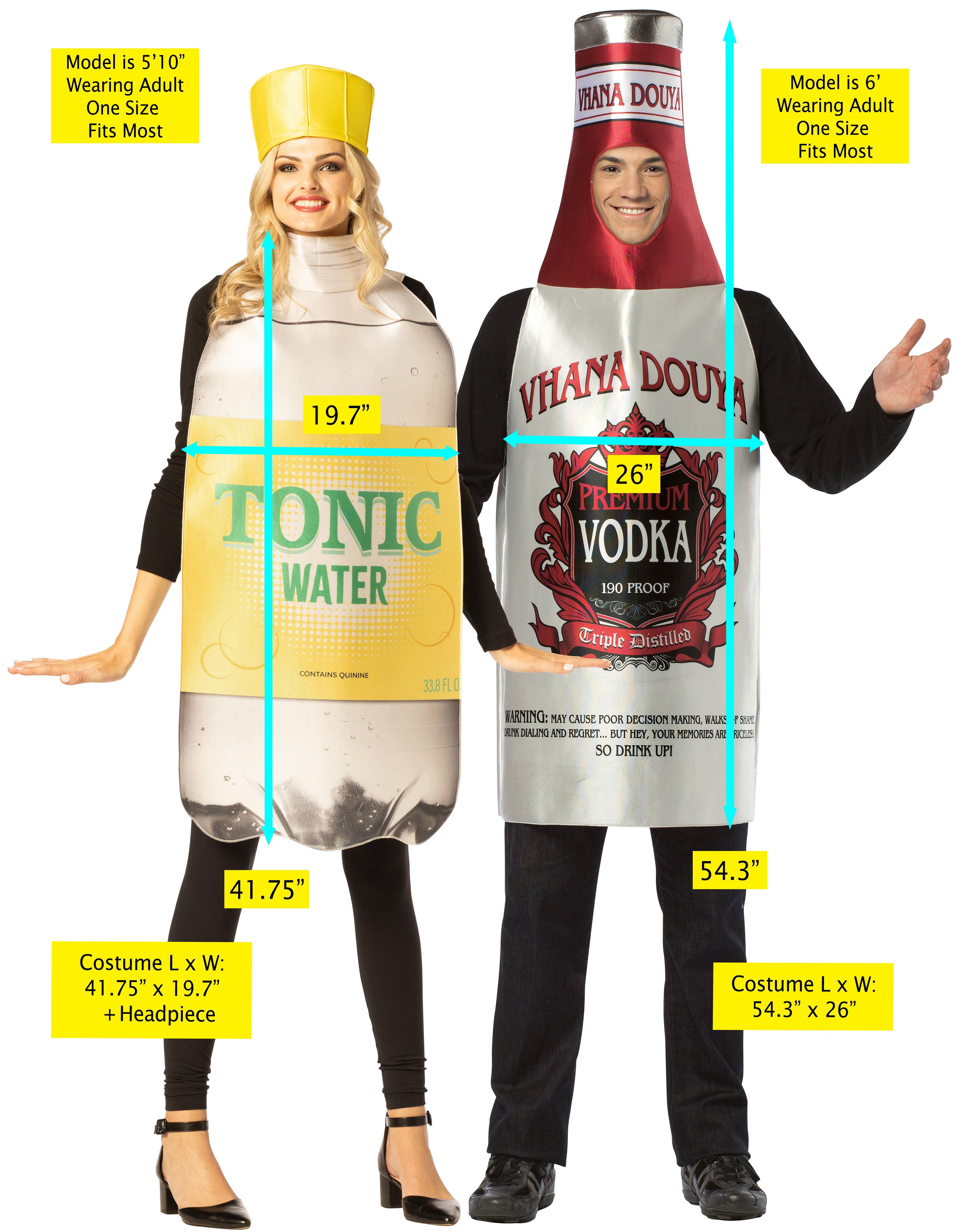 Rasta Imposta Vodka & Tonic Flaschenkostüm Paar Einheitsgröße