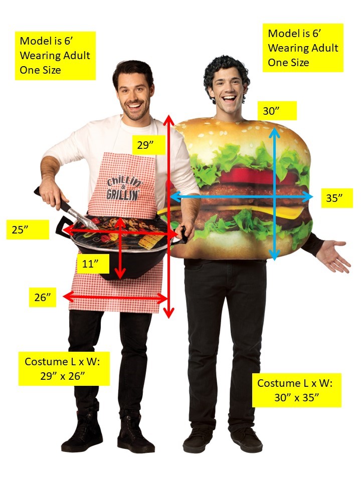 Rasta Imposta Grill Master Cheeseburger Kostüm Paarkostüm One Size